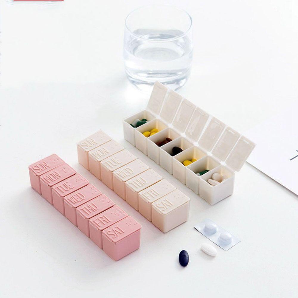 With Lid 7-frame Rectangular Pill Box Long Strip Weekly Medicine Pill Storage Box Home