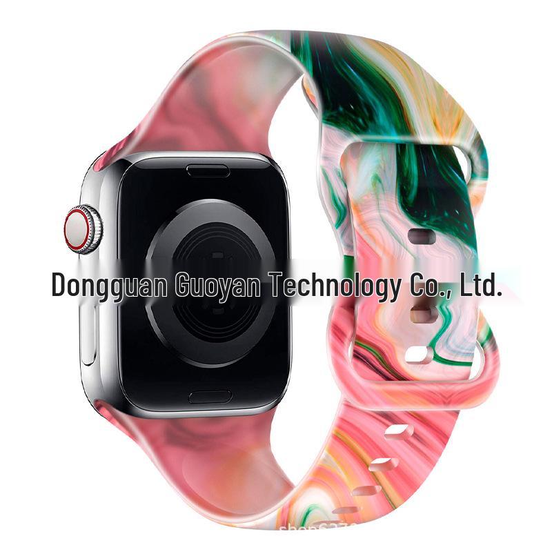 Совместимый силиконовый спортивный ремешок для Apple iWatch S10 с цветным узором - Прозрачный дизайн