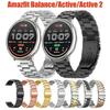 Ремешок из нержавеющей стали для Amazfit Active 2 / Balance, металлический браслет, сменный ремешок