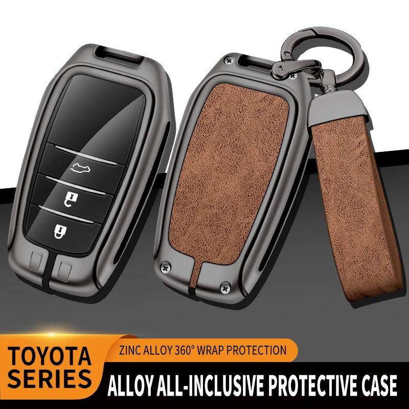 Новый кожаный чехол для ключей из цинкового сплава для Toyota CHR Hilux Fortuner Land Cruiser 200 Camry Corolla Crown RAV4 Highland