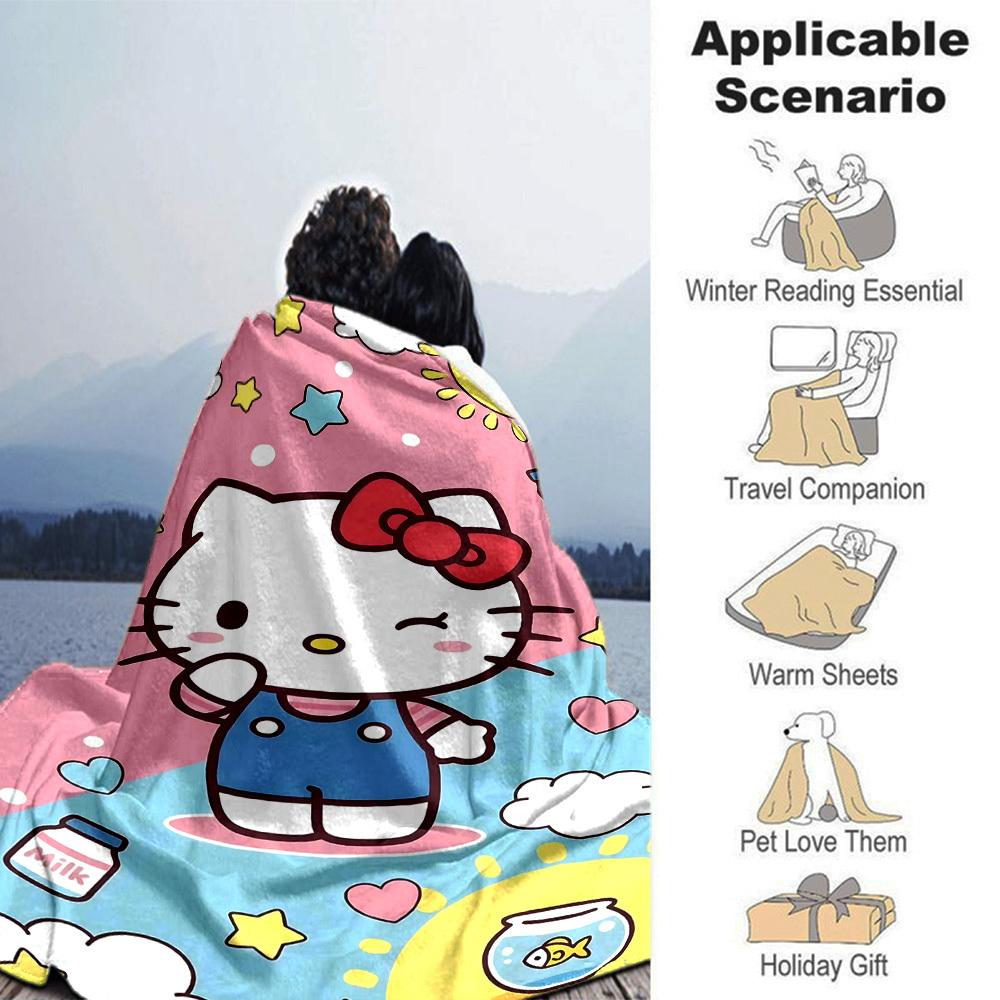 1 шт. Молочное одеяло Hello Kitty Легкое фланелевое покрывало для дивана, кровати, путешествий, кемпинга, гостиной, офиса, кресла