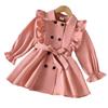 Girls' Coat Children's Clothing Autumn New Korean Version Baby Girl Fashion Double-Breasted Long Sleeve Waist-Tightened Trench Coat