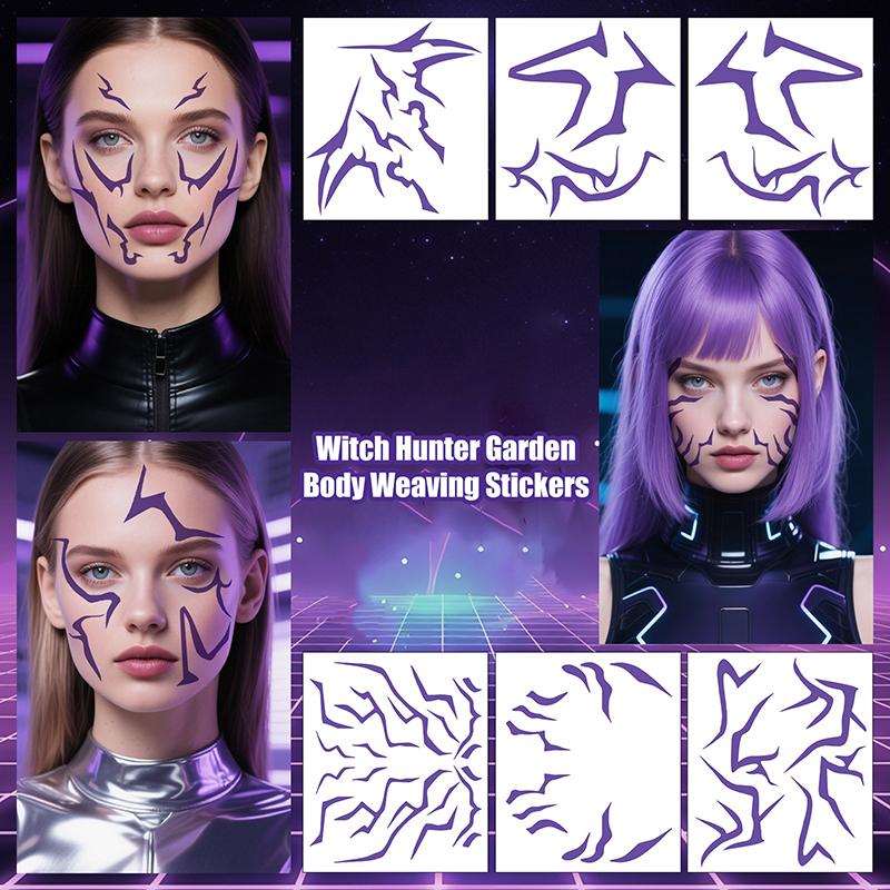 Аниме Косплей Фиолетовая Наклейка Тату Наряды Временная Татуировка Демоны Мультяшные Охотники Причудливые Аксессуары для Костюма Реквизит на Хэллоуин