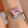 iF ME Zircon Silver Ring for Women Opening Sweet Pink Crystal Bow Heart Rings Accessories Jewelry
