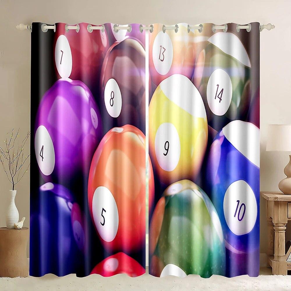 Billiard Pool Balls Arrangement Snooker Contest Beginning Entertainment Game Print Blackout Curtains
