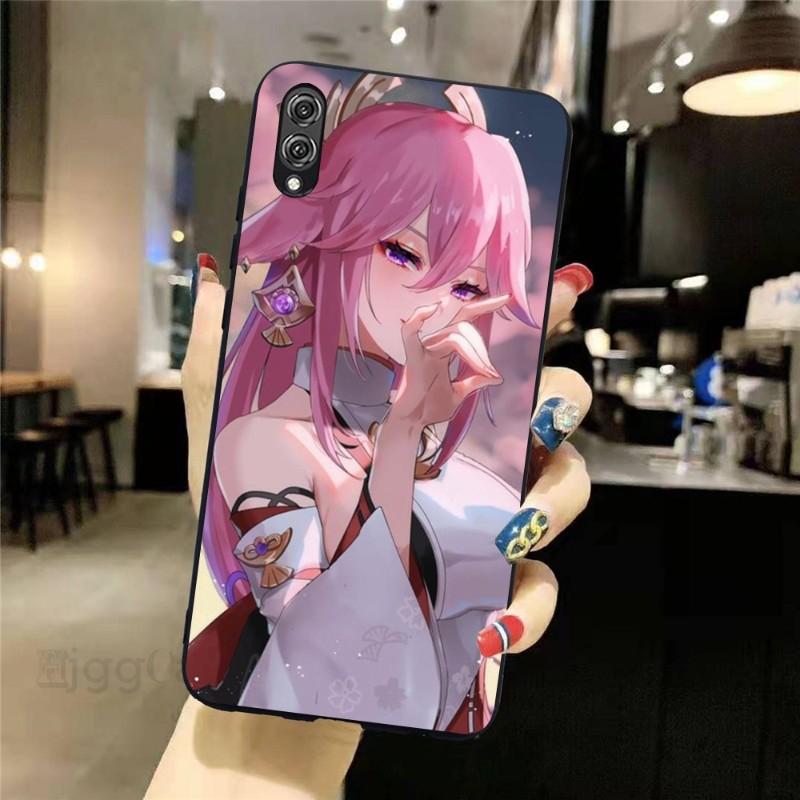 Чехол для телефона Genshin Impact Yae Miko для Honor 70 50 20 7S X9 X8 X7 Magic 4 3 Pro, мягкий черный чехол для телефона