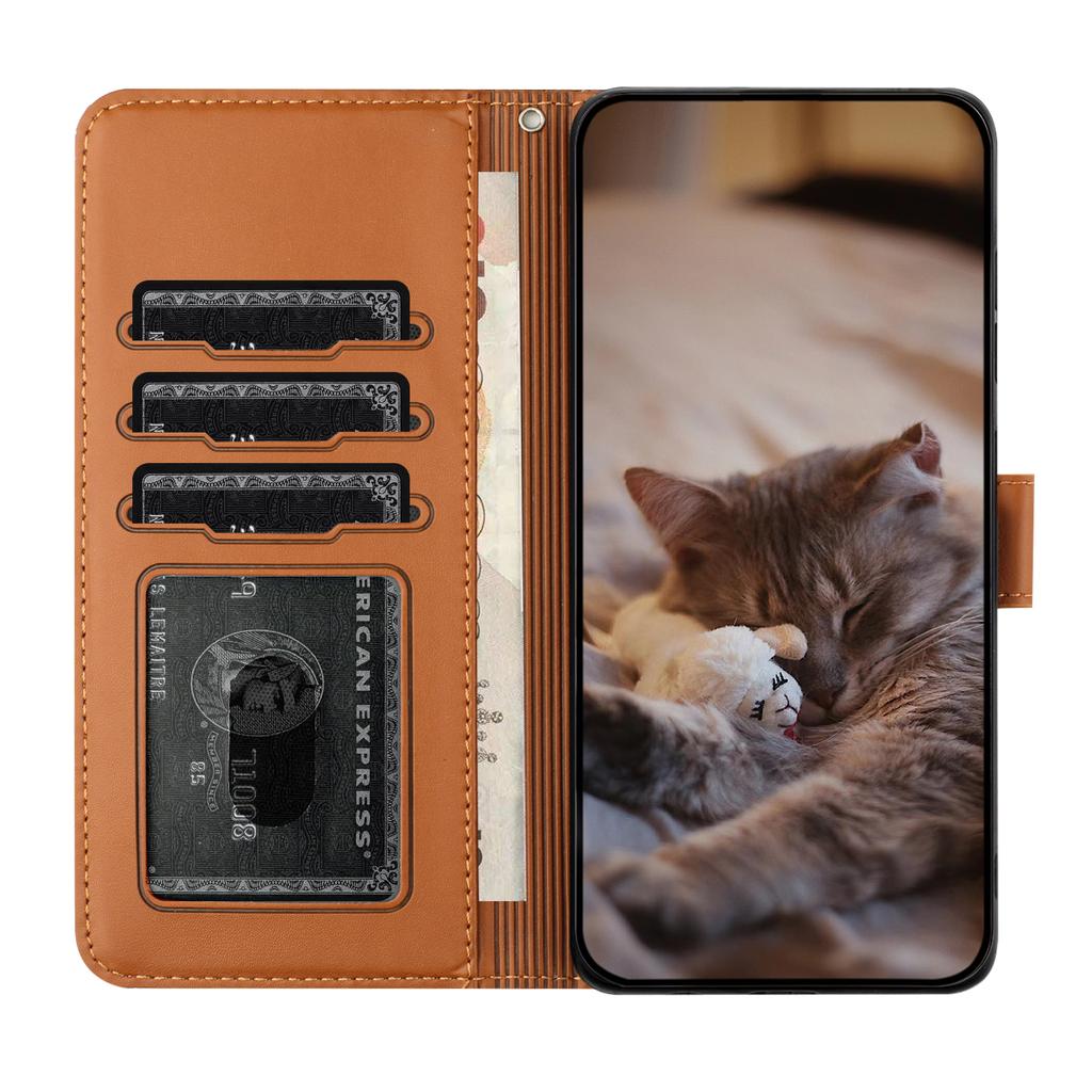 For iPhone 17 Pro Case with Wrist Strap Leather Phone Cover Wall Cats Pattern