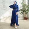 Women Evening Dress with Volan Skirt Embroidered Waist Hijab Clothing