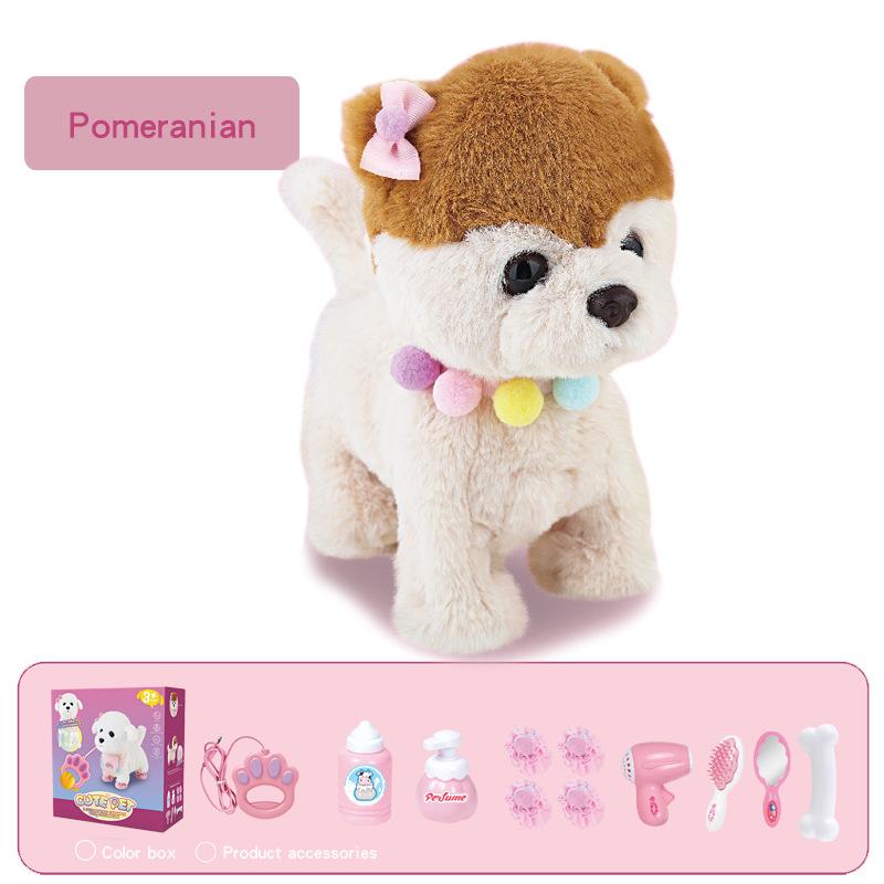 Плюшевая интерактивная электронная игрушка-щенок для детей, виляет хвостом, для игр в переодевание, мягкая собачка, игрушка для прогулки, лающая собака с поводком