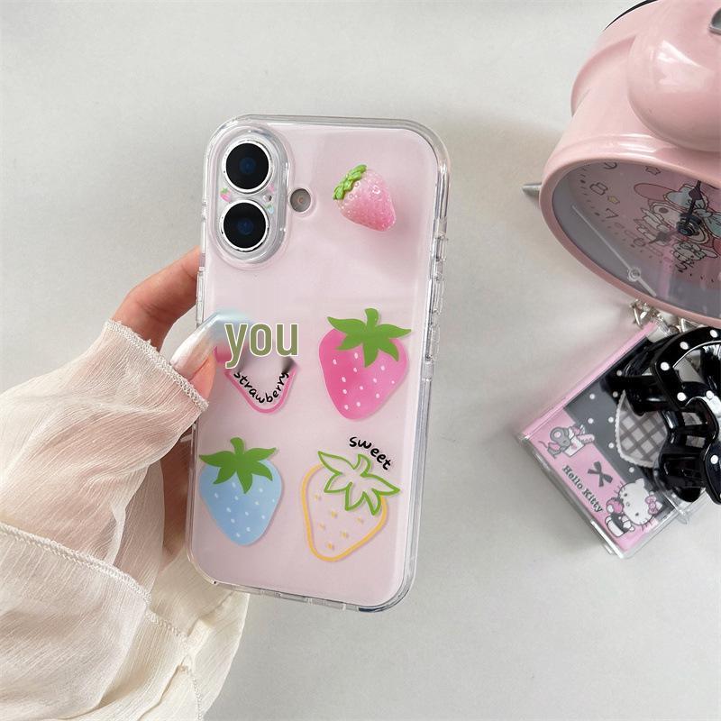 3D Чехол для телефона Клубника Яблоко для iPhone 17 / 16 Pro Max / 15 Pro - Свежий, Милый и Стильный