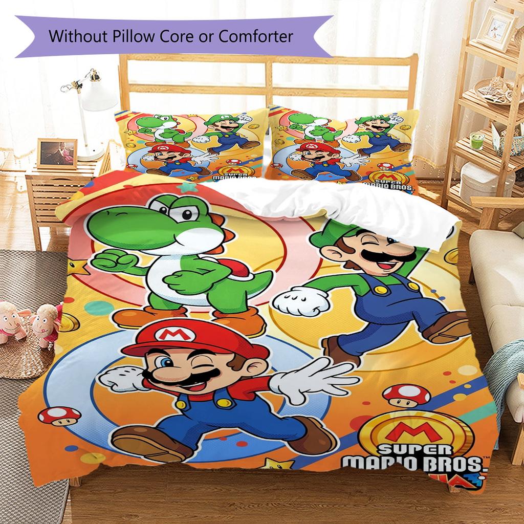 Hide Mario Tube Bedding Quilt Set Quilt Cover Pillowcase Home Decoration Birthday Gift (1 * duvet cover + 2 * pillowcase, without core)