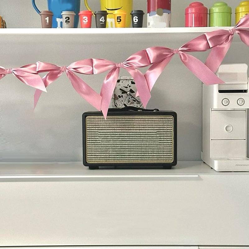 Bowknot Ribbon Garland Flags Princess Girls Room Wall Hanging Banner For Kids Birthday Baby Shower Wedding Party Decoration