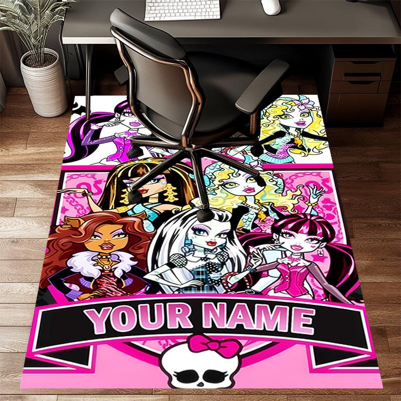 Custom Monster High Draculaura Mat Personalized Name, Polyester Washable Indoor Entryway Rug, Gift for Christmas, Easter, Thanksgiving Day