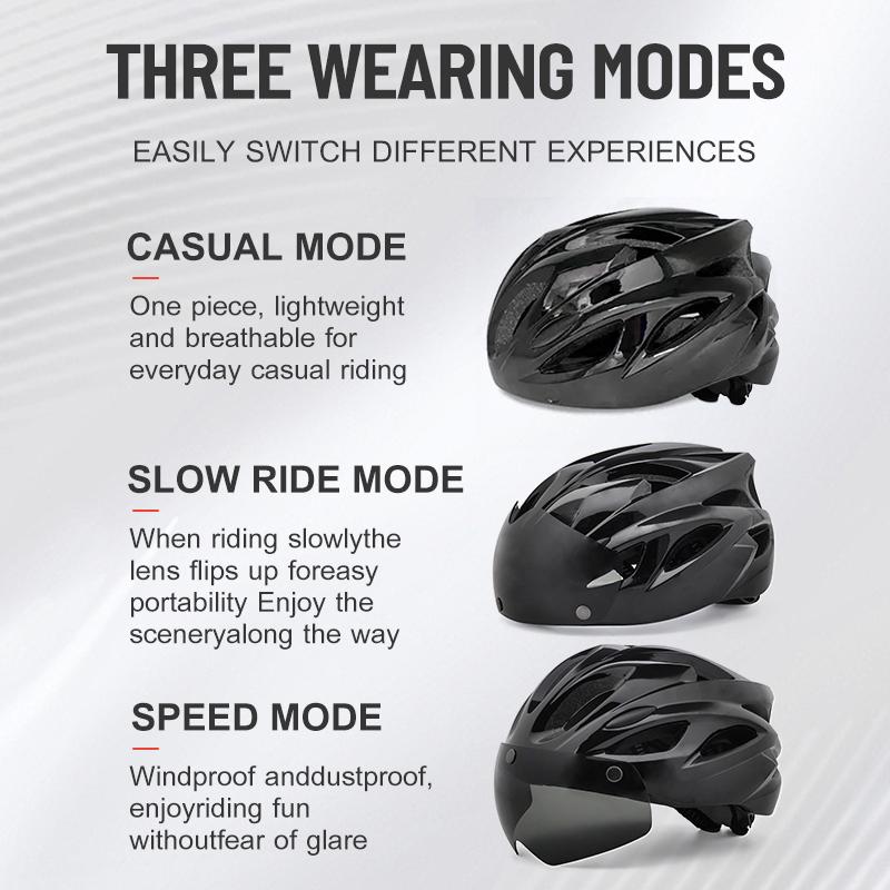 Eastinear Bicycle Helmet Adult Men and Women Outdoor Highway Mountain Biking Helmet With Magnetic Goggles and Shiny Tail Lights