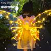 Светодиодные крылья бабочки с музыкой и огнями для девочек, рождественские костюмы фей, регулируемые ремни, рюкзак для больших собак, принцесса-фея