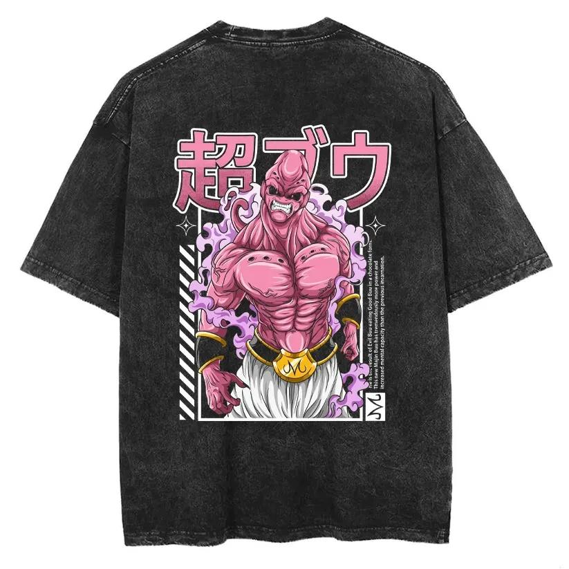New Anime Dragon Ball Printed Tshirt Mens and Womens Washed Tshirt High Quality Vintage Cotton Tshirt Harajuku Tops