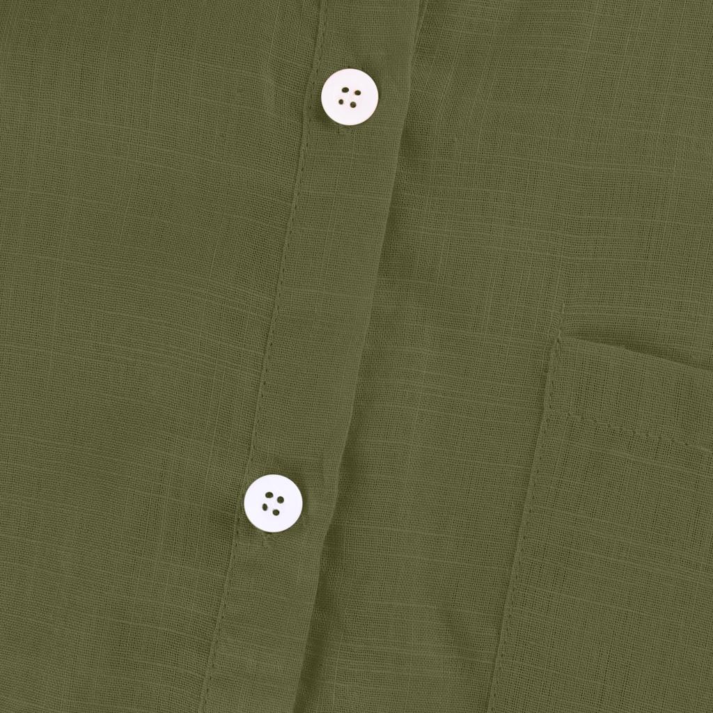 Женская повседневная модная хлопково-льняная рубашка с короткими рукавами и лацканами на пуговицах, топ