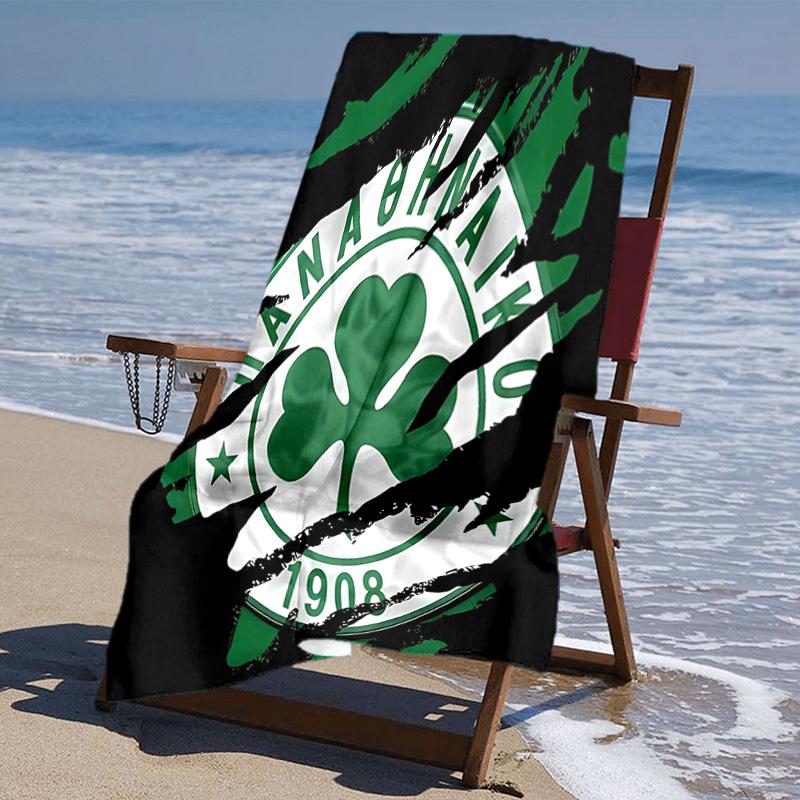 proof beach towel with Panathinaikos FC pattern - soft,absorbent,quick-drying,machine washable - perfect for swimming,camping,bathing