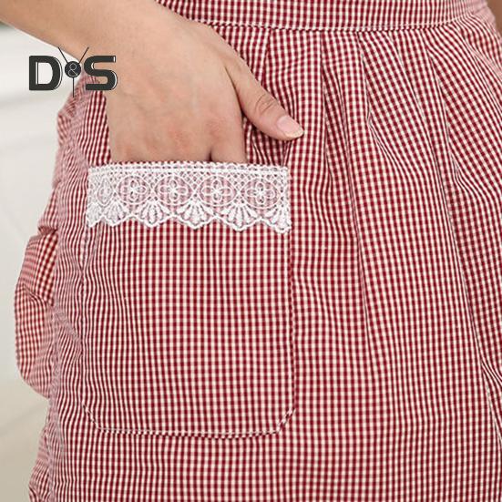 Легко носить, фартук для выпечки, дизайн с плечевым ремнем, практичный корейский стиль, клетчатый фартук для приготовления пищи, рабочая одежда для домохозяйки