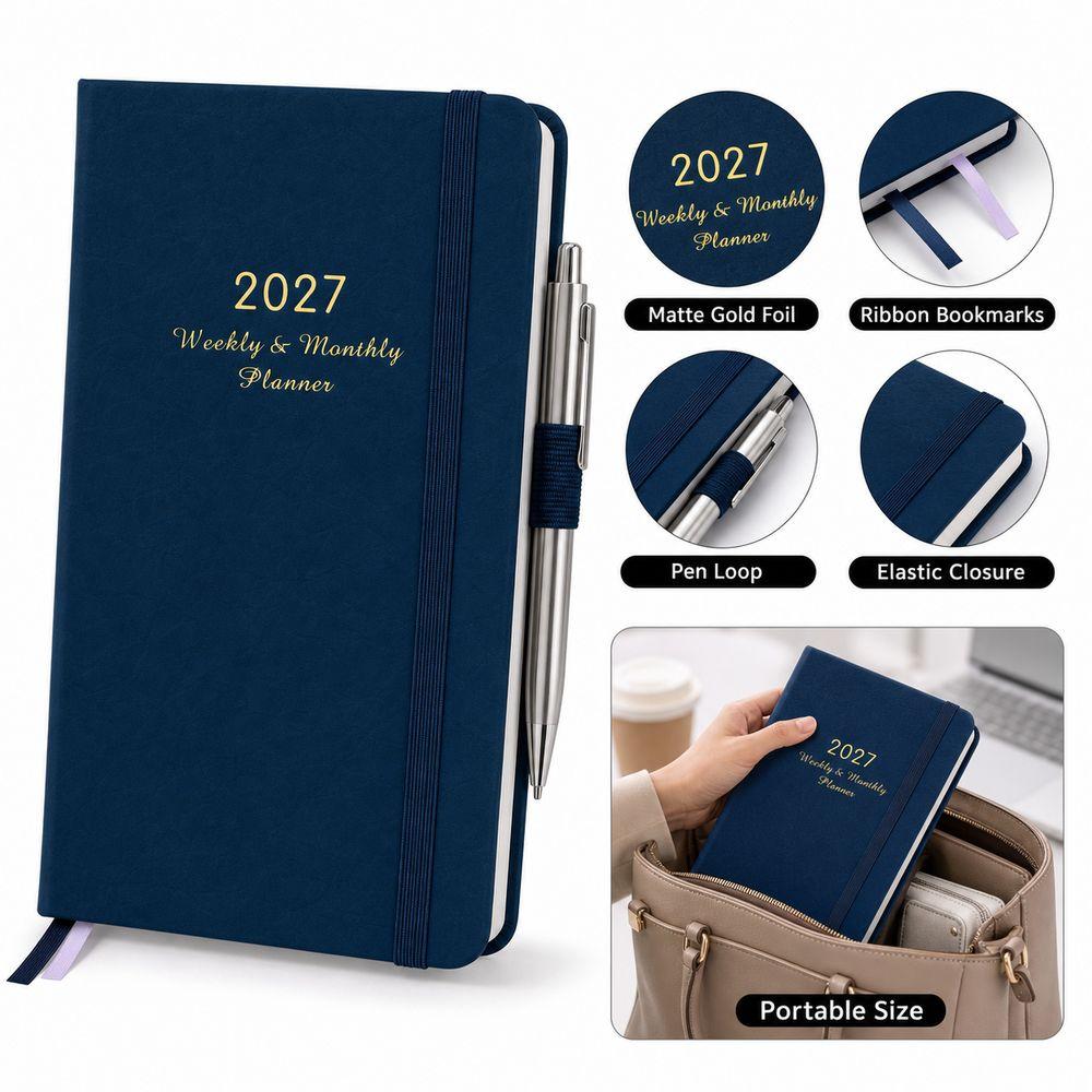 Leather 2027 Planner Notebook Pen Loop Schedule Organizer New Monthly Planner Office Planning