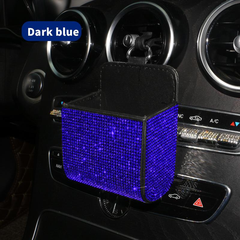Crystal Diamond Car Vent Storage Box Auto Leather Organizer Cell Phone Glass Key Card Holder Decor Car Accessories for Women