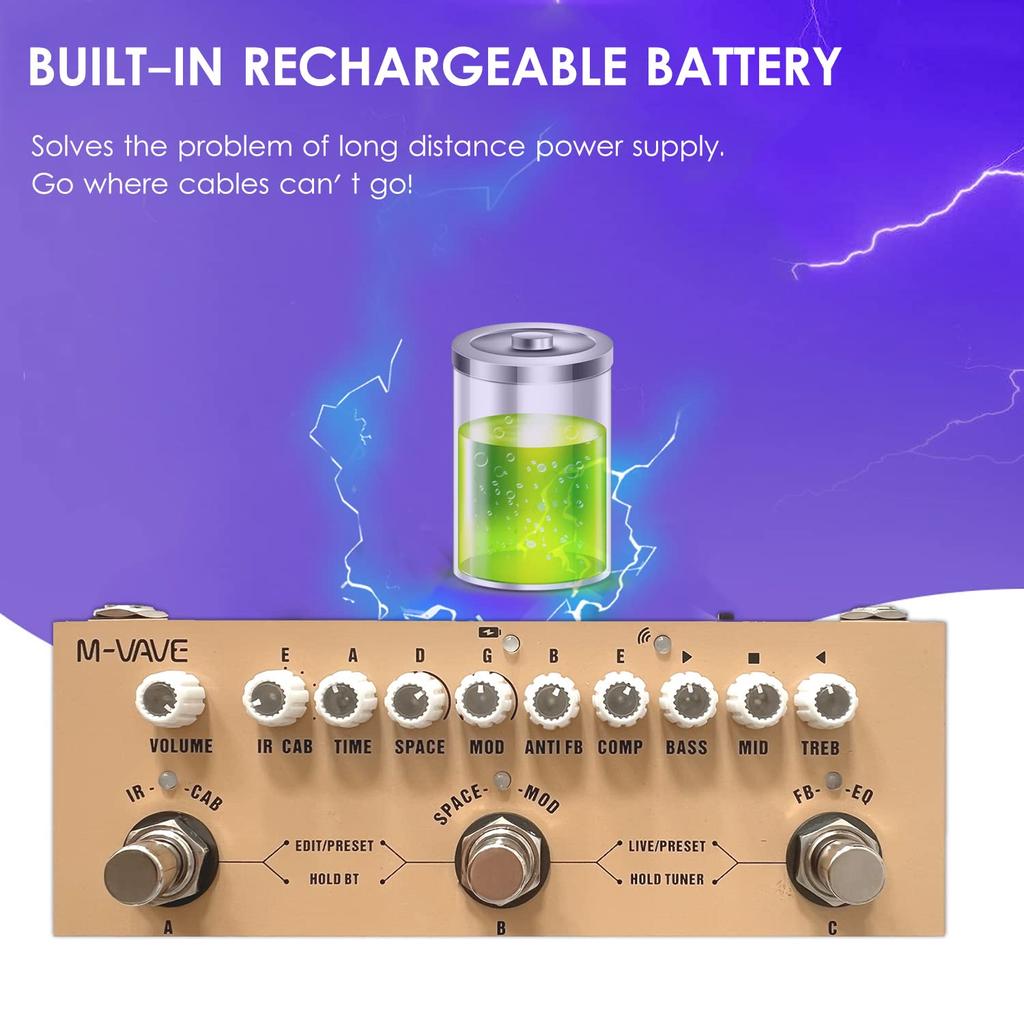 Btuty Portable Multi-function Electric Guitar Combined Effect Pedal with Wireless Music Playback, Phone Recording, and Audio Interface Functions