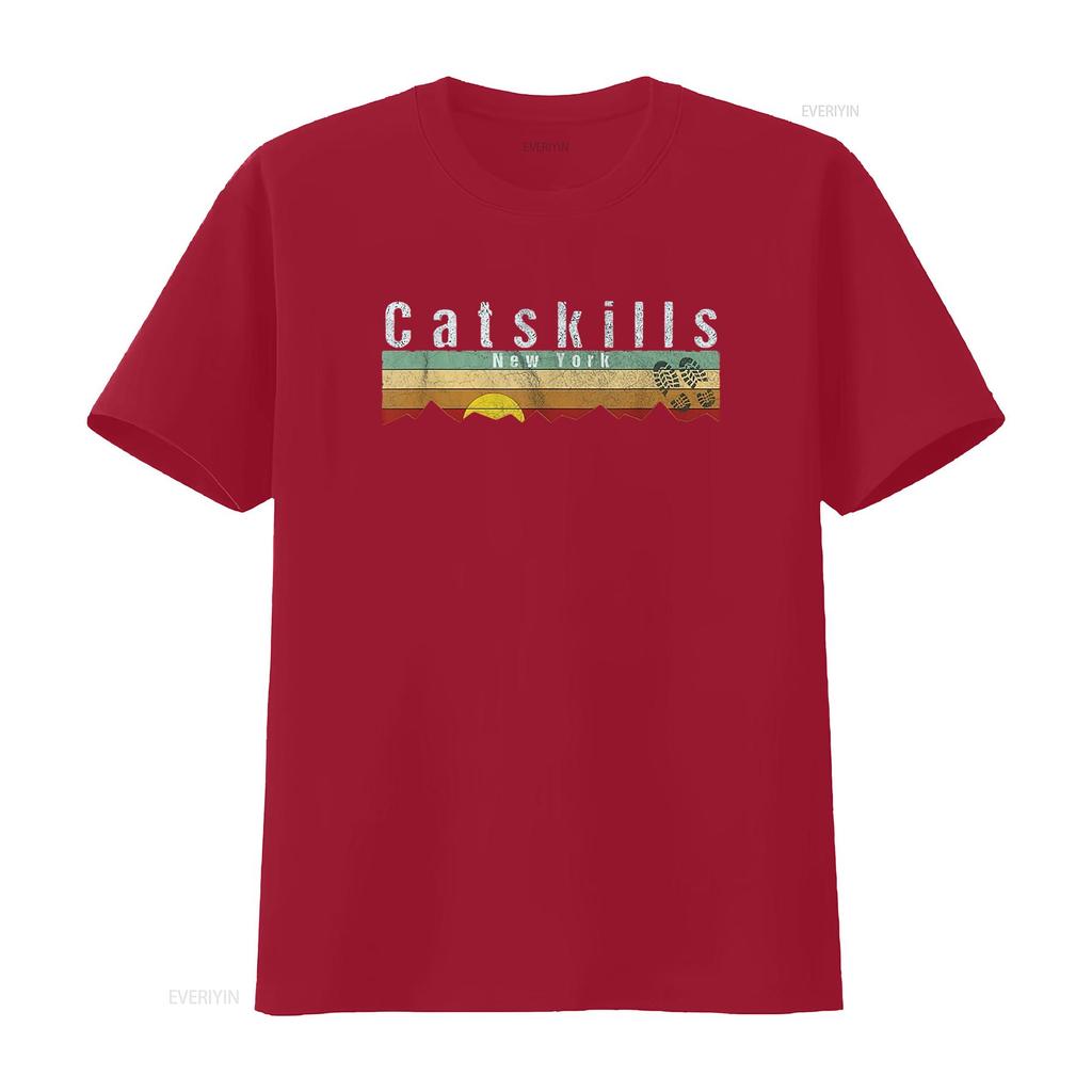 Womens Catskills Ny T Shirt Vintage Hiking Black 2XL vintage Washed Soft homme Stylish Unisex Stretched Slightly Versatile