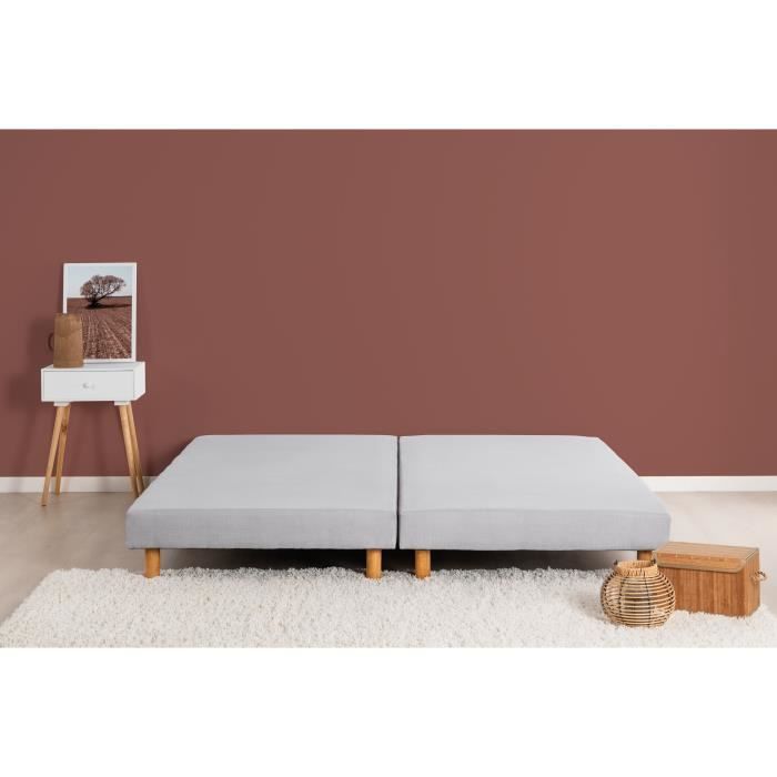 DEKO DREAM Rakenne Sommiers tapissiers à lattes 2x80x200 - Bois massif gris + pieds