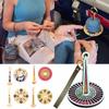 Yarn Holder Wooden Spinning Knitting Tools DIY Crochet Accessories Stand Sewing Thread Spool with Wrist Strap Wool Ball Winder