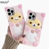 3D Cartoon Bear & Plum Blossom Cat Paw Silicone Case for iPhone 16/15/14 Pro Max