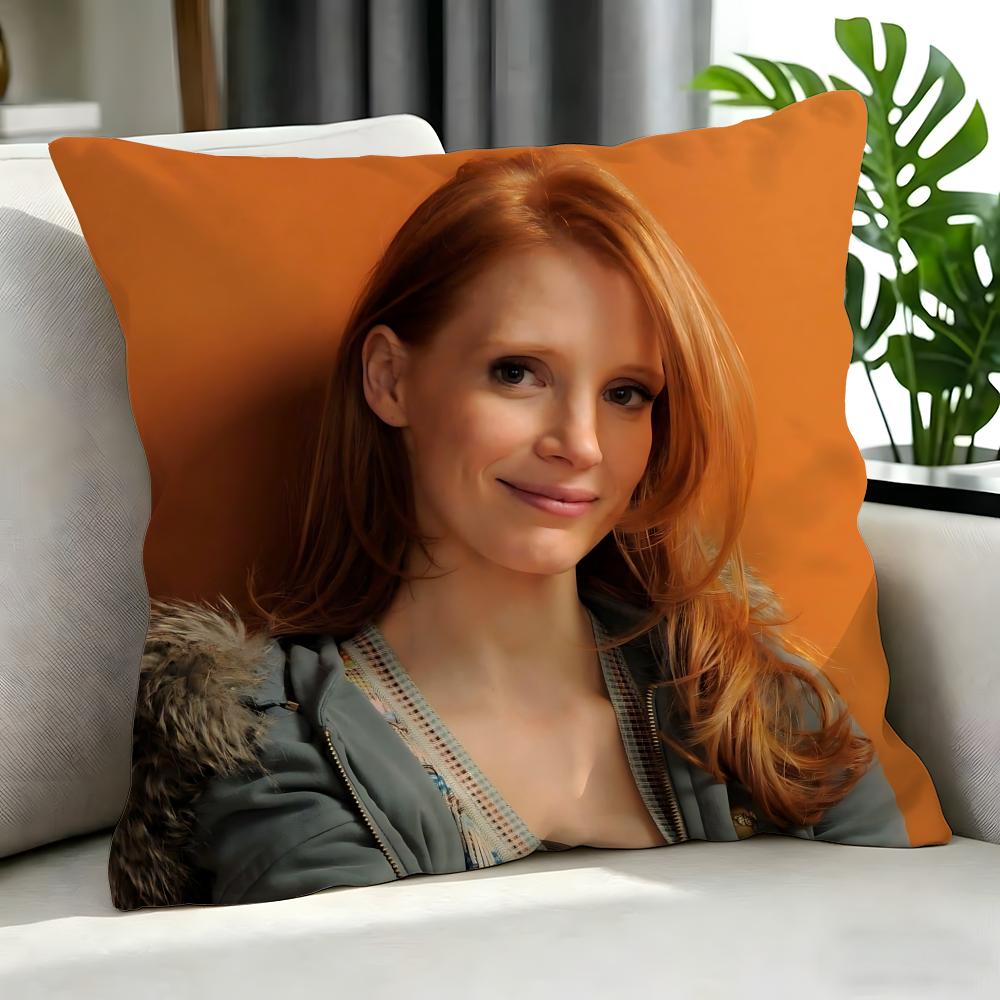 Actress Jessica Chastain Cushion Cover Cushion Cover Set 4Pcs 50X50 45X45 40X40 Pillowcase Decorative Sofa Home Decor