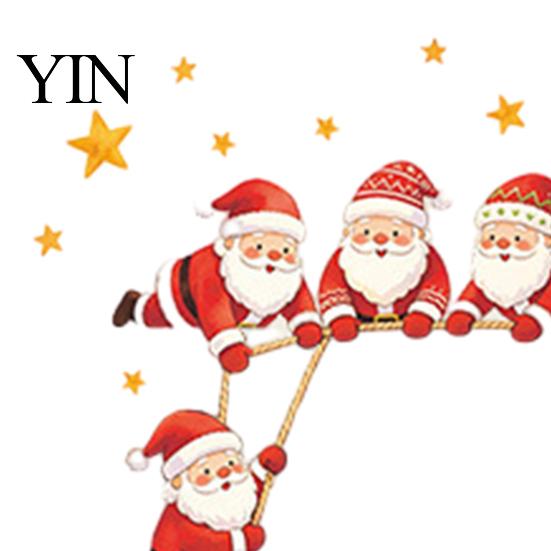Festive Window Clings Christmas Santa Claus Wall Sticker, PVC Waterproof Decals, Self Adhesive Decals Art Stickers for Home Living Room Bedroom Office