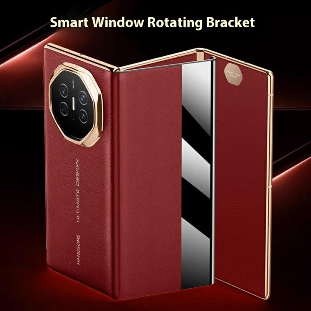 Для Huawei Mate XT Ultimate Case View Window Подлинная коровья кожа Смартфон Чехол