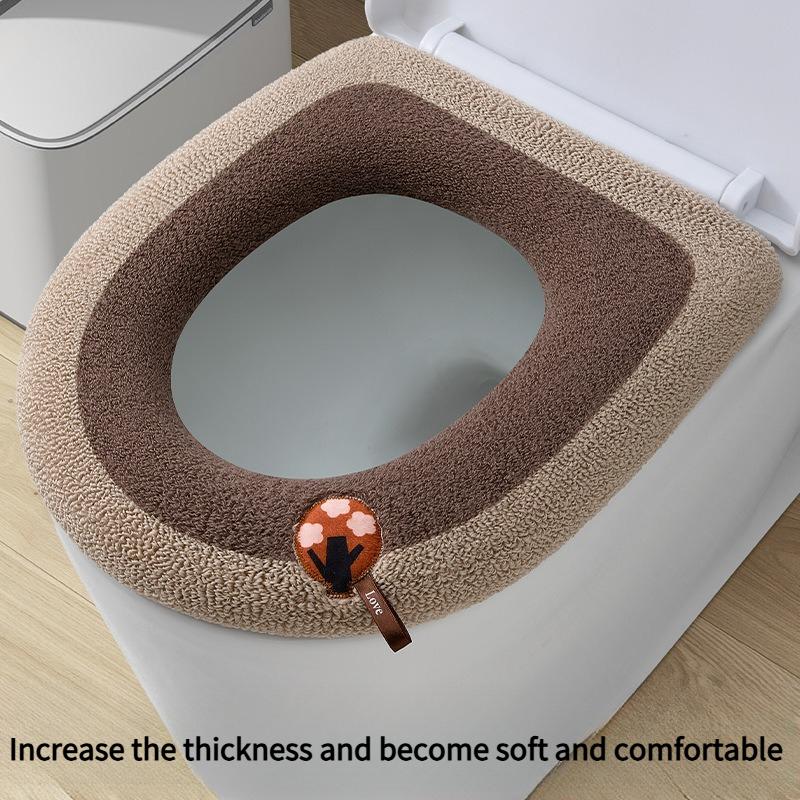 1PC toilet seat cushion universal household toilet cover winter new washable thickened velvet thermal belt handle with gasket
