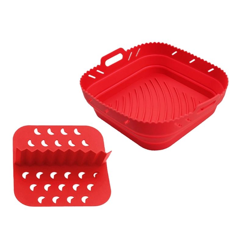 Air Fryers Silicone Basket Plate Square Reusable Air Fryers Cooking Accessories