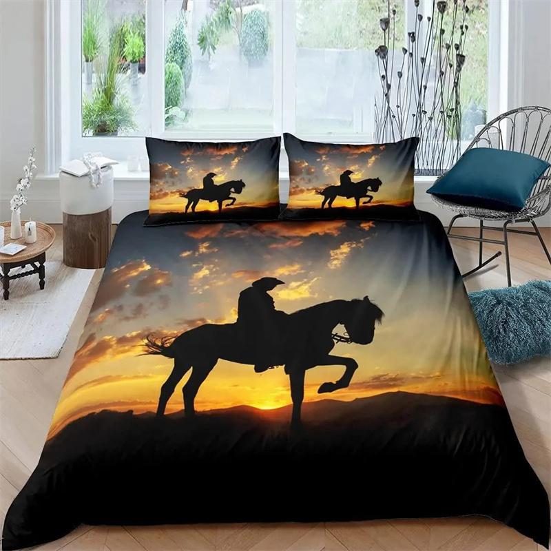 Комплект постельного белья в стиле вестерн-ковбой, винтажный комплект постельного белья в фермерском стиле для детей, мальчиков, подростков, размер Queen, мягкий, 2/3 предмета, полиэстер, пододеяльник