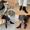 Intellectual elegance commuter high heel thin boots 2025 autumn and winter new small square head side zipper elastic bag legs short boots women