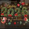 Christmas Window Cling Waterproof PVC Pine Needle Wreath Santa Claus Elf Gift Box Bell Static Glass Sticker Home Office Party Decoration Decal