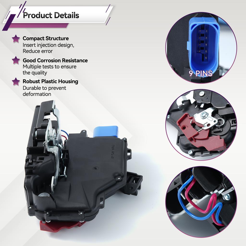 Привод замка передней левой двери для Porsche Cayenne, для сиденья, для VW Golf Mk5, Caddy Jetta Touareg Touran Phaeton, Skoda 3D1837015A