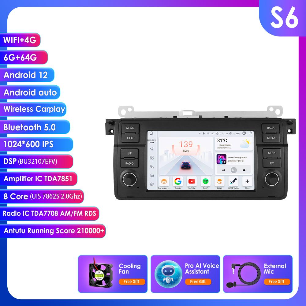 Hizpo 7 Inch 8G 128G AI Voice 2Din Android Auto Radio for BMW 3 E46 M3 318 320 325 330 335 Carplay 4G NET Car Multimedia GPS Intelligent Auto Radio