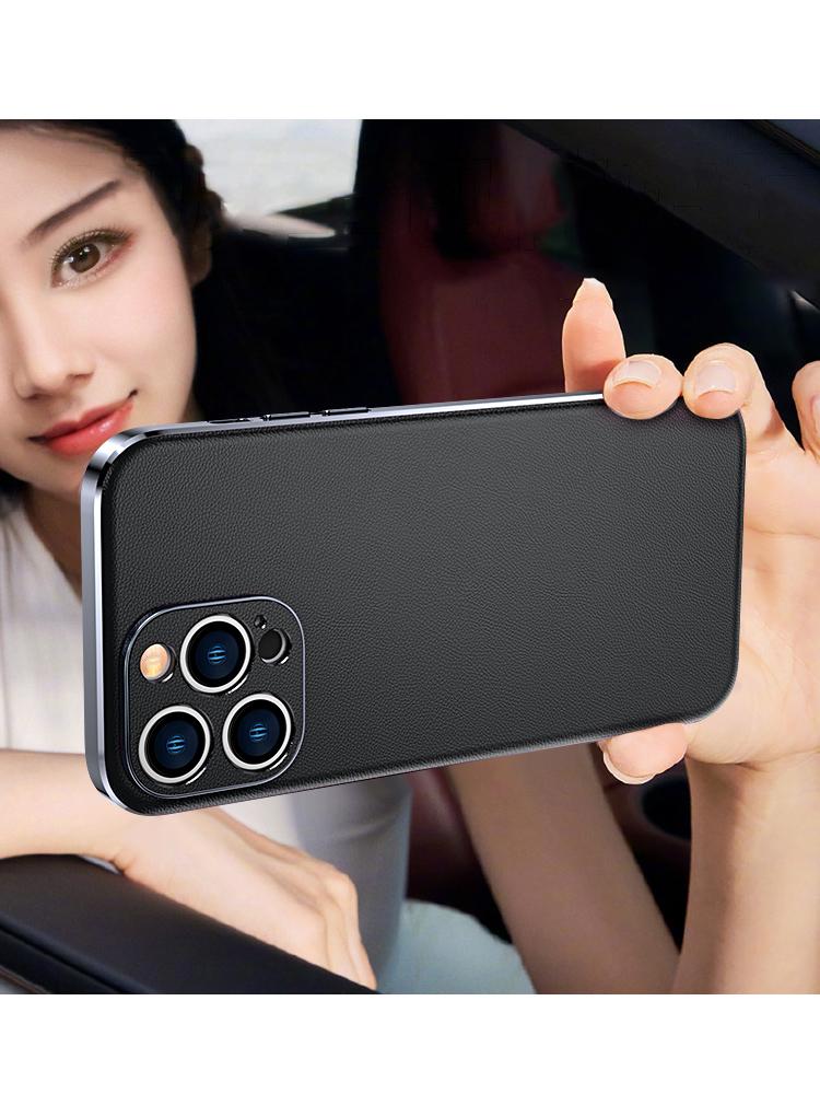 Кожаный чехол для телефона LANGSIDI для iPhone 16 15 14 Pro Max Роскошное покрытие Мягкие края Противоударный 360 Полная защита Задняя крышка