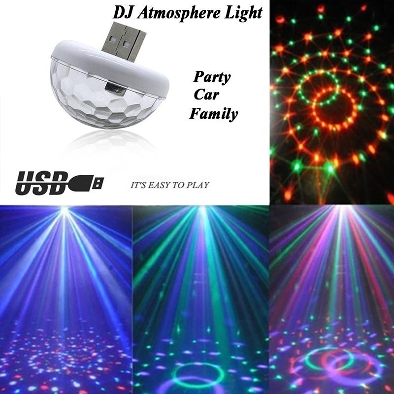 LED USB Car Ambient Light 5V DJ RGB Mini Light Color Changing Music Sound Lamp Car Atmosphere Light
