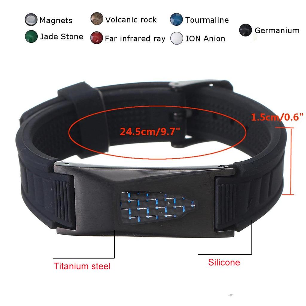 7 In 1 Titanium Silicone Magnetic Energy Armband Power Bio Bracelet Health Pain Relief Magnet Therapy Bracelet Bangle 3000 Gauss