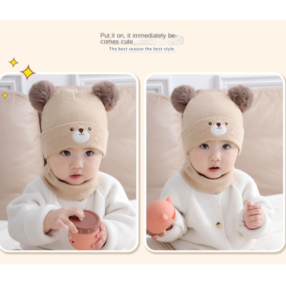 Plush Knitted Hat 0-3 Year Old Hat scarf Set Fashionable Neck Gaiter Set Boys and Girls
