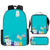 Kids Cartoon Backpack Set School Lightweight Breathable Oxford Fabric With Pouch Pencil Case Unisex Design Elementary