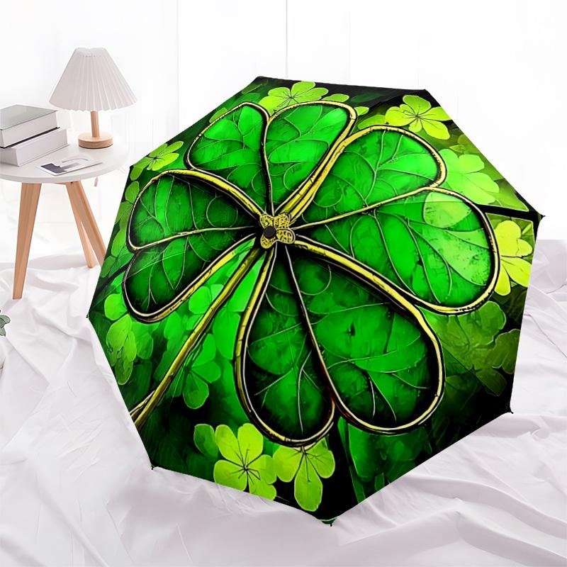 1pc Lucky Clover Automatic Open/close Umbrella, 8-Rib sturdy structure, Auto Folding/Opening, Portable Travel Umbrella for Women,135