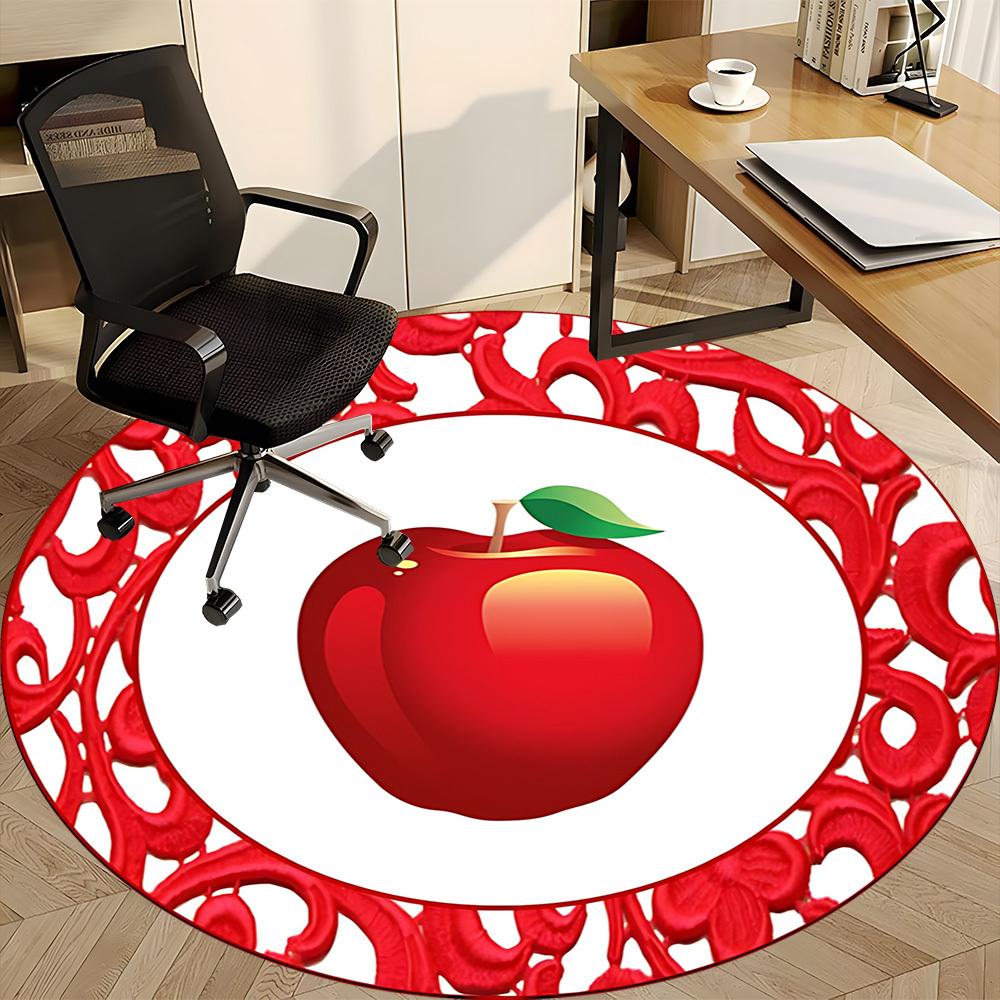1pc Apple RedChair Carpet for Office, Indoor Non-Slip Washable Polyester Fiber Carpet, Mat For Office, Machine Washable