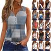 Жен. Футболка Футболка с принтом Пуговицы Без рукавов Повседневные Выходные Мода Классический Классический Верх