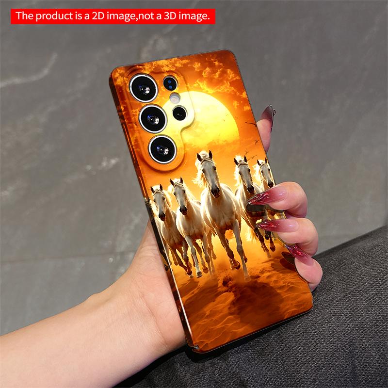 2DFlat Samsung phone case White Horses Galloping at Sunset Desert Applicable to Galaxy S22 S23 S24 S25ULTRA S26 A12 A13 A14 A15 A16