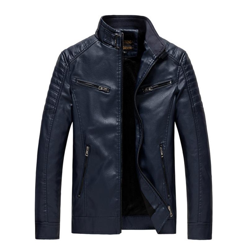 Autumn and Winter Men's Leather Jacket, Stand Collar, Trendy Leather Jacket, Handsome Motorcycle Jacket, Men's Jacket